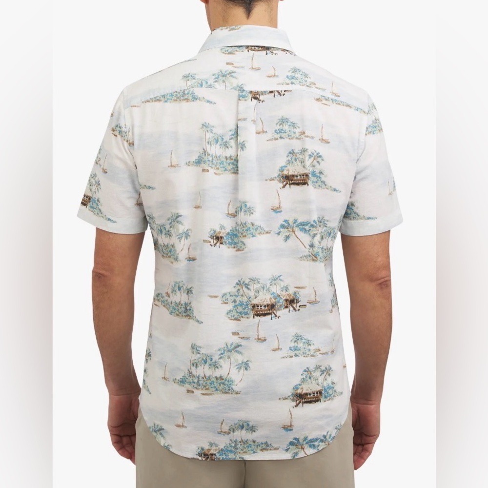 *NWT* CHAPS Men Size MEDIUM Sea Salt Coast Tropical Button Down Shirt CM15SW960 - Picture 3 of 9